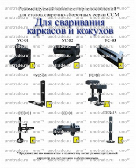 Комплект сварочно-сборочных приспособлений для столов серии ССМ для сваривания каркасов и кожухов