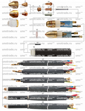 Torch with Leads 15m PB-S45W-1/L, код K.PB-S45W-1L.15M, PA-S20W®, PA-S25W®, PA-S40W®, PA-S45W®, PA-S70W®   PB-S45W® 